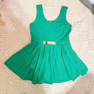 ASOS Curve US Size 16 Emerald Green Belted Pleated Skater Scuba Dress